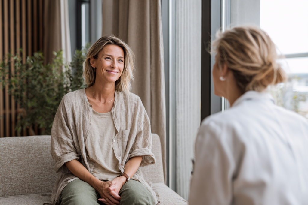 KI generiertes Bild von einem Gespräch mit einer Patientin